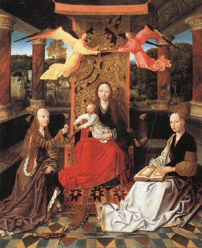 unknow artist Madonna and Child  Enthroned with SS.Catherine and Barbara oil painting picture